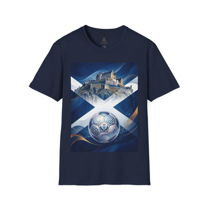 Scotland Soccer Crest T-Shirt — Saltire, Castle & Football Graphic Tee