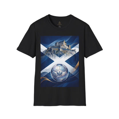 Scotland Soccer Crest T-Shirt — Saltire, Castle & Football Graphic Tee
