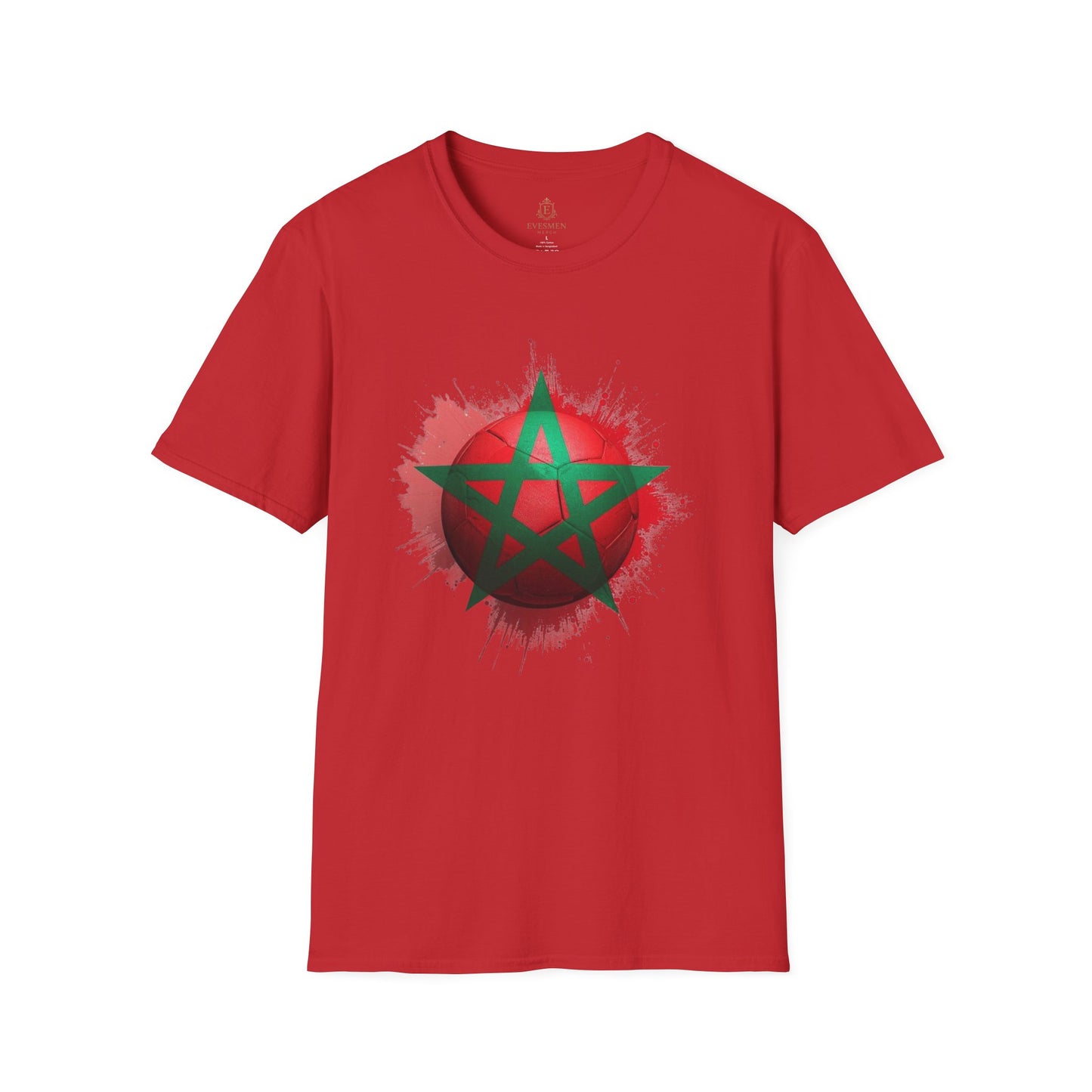 Morocco Football Flag Graphic T-Shirt – Moroccan Star Soccer Ball Design Tee
