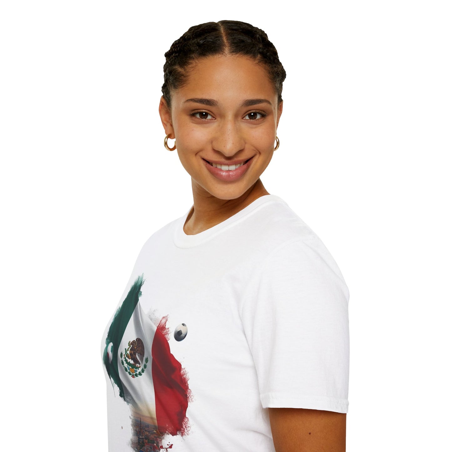 Mexican Flag Football T-Shirt — Soccer and Stadium Lights Graphic Tee