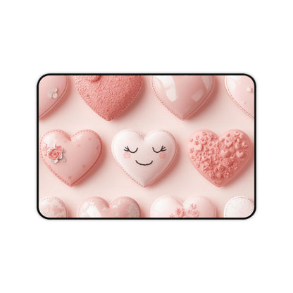 Pink Heart Cookie Desk Mat — Cute Valentine Gaming Mouse Pad