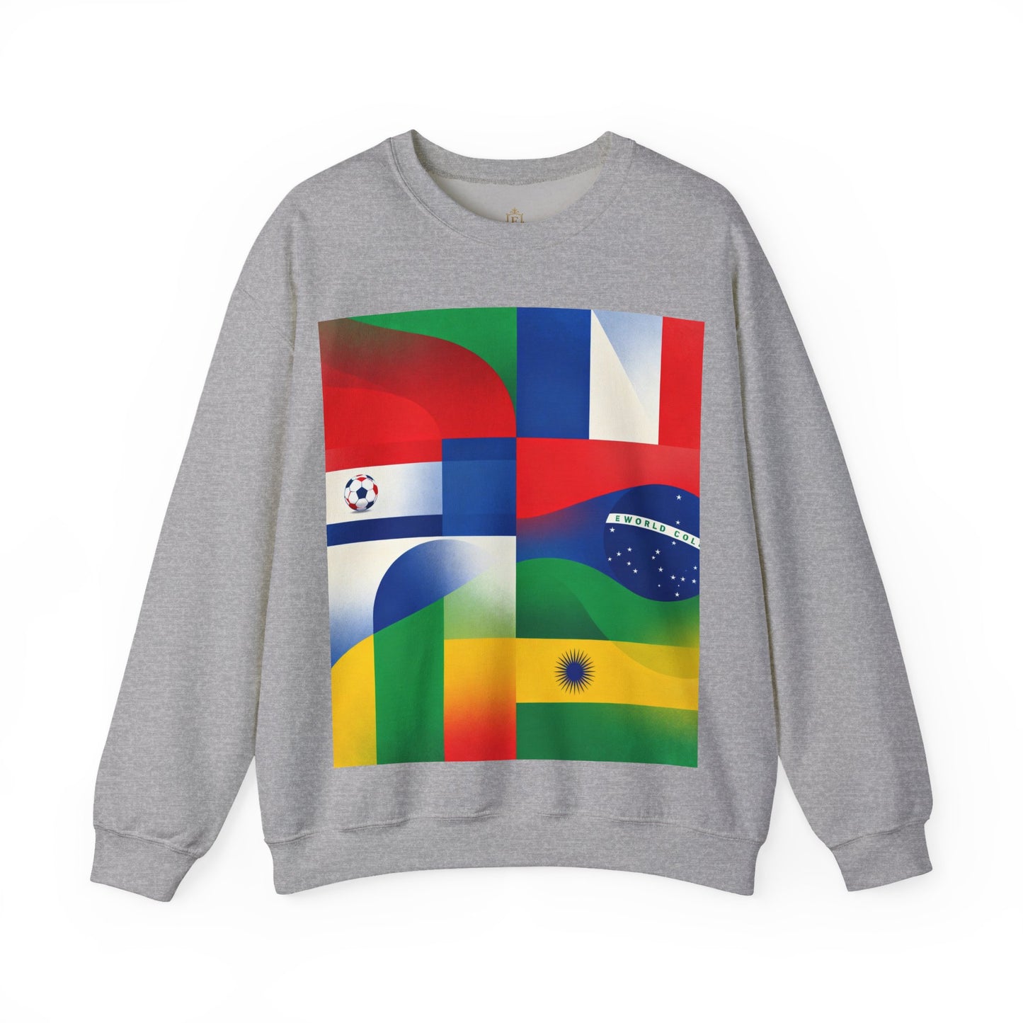 Match Day Flags Crewneck Sweatshirt — Colorful Soccer World Design