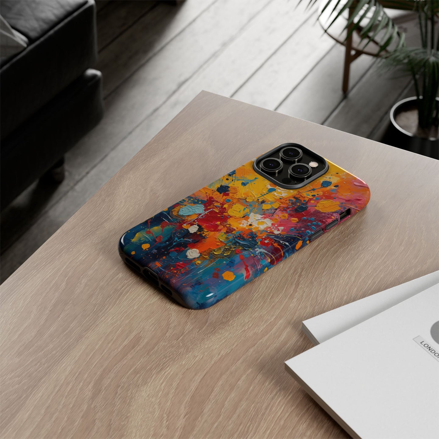 Abstract Color Splash Phone Case — Vibrant Paint Splatter Protective Cover