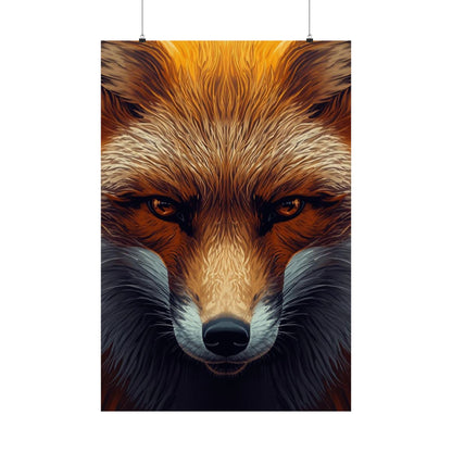 Fox Portrait Matte Poster — Bold Red Fox Wall Art