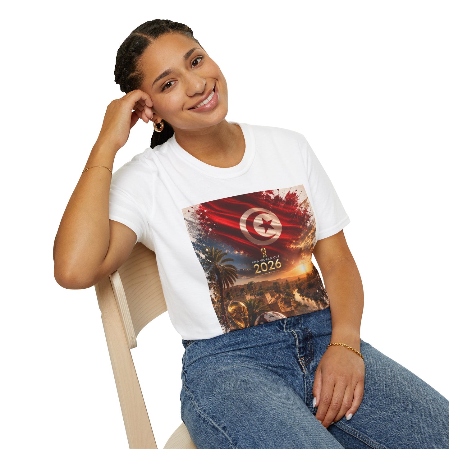 Tunisia Football Flag Chebika Oasis T-Shirt Eagles of Carthage Soccer Design Tee