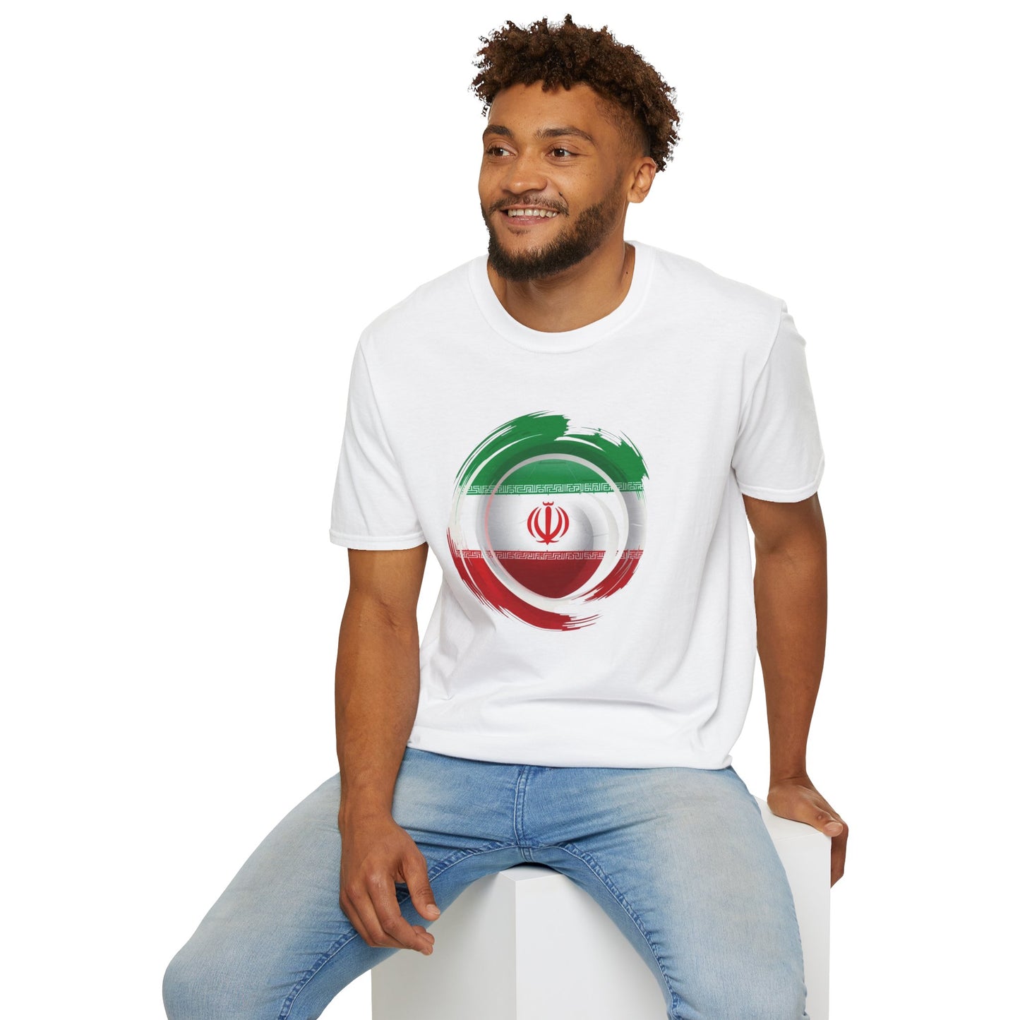 Iran Football Flag Circular Brushstroke T-Shirt Team Melli Soccer Graphic Tee