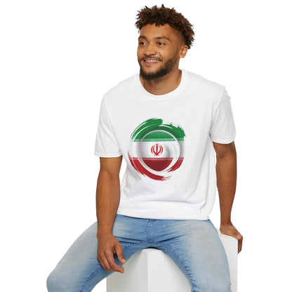 Iran Football Flag Circular Brushstroke T-Shirt Team Melli Soccer Graphic Tee