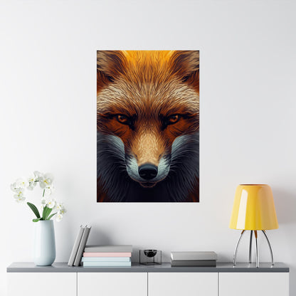 Fox Portrait Matte Poster — Bold Red Fox Wall Art