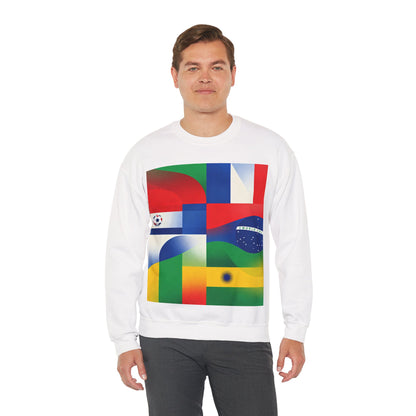Match Day Flags Crewneck Sweatshirt — Colorful Soccer World Design