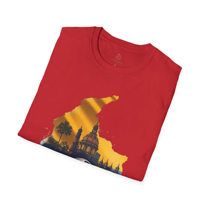 Colombia Map Soccer T-Shirt — Colombian Flag Skyline Football Tee