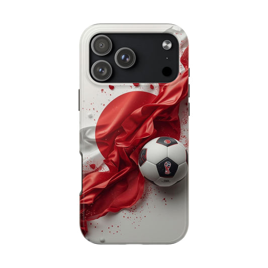 Red Satin Japan Flag Soccer Ball Design Phone Protective Case