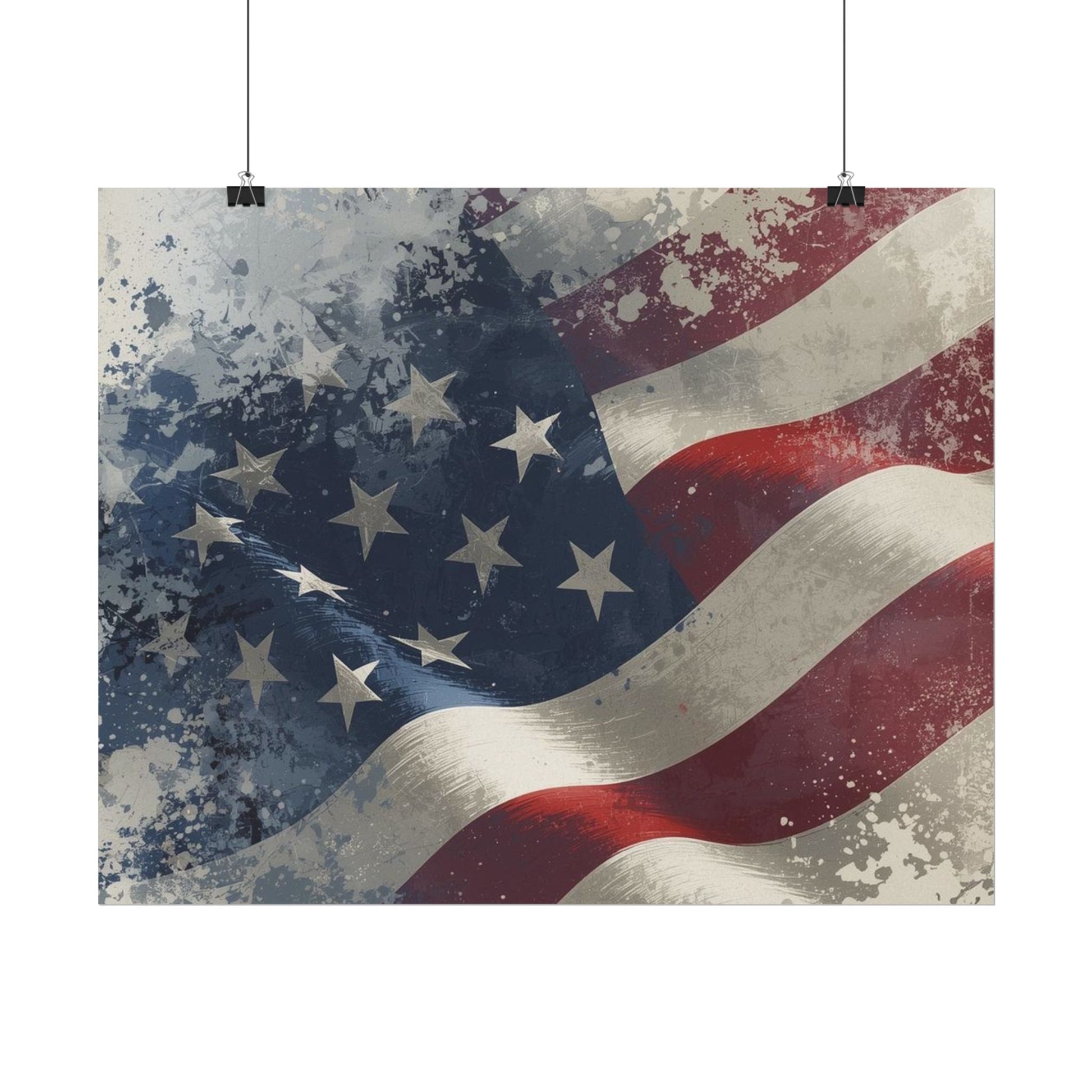 Vintage-style American flag with a distressed texture on a white background