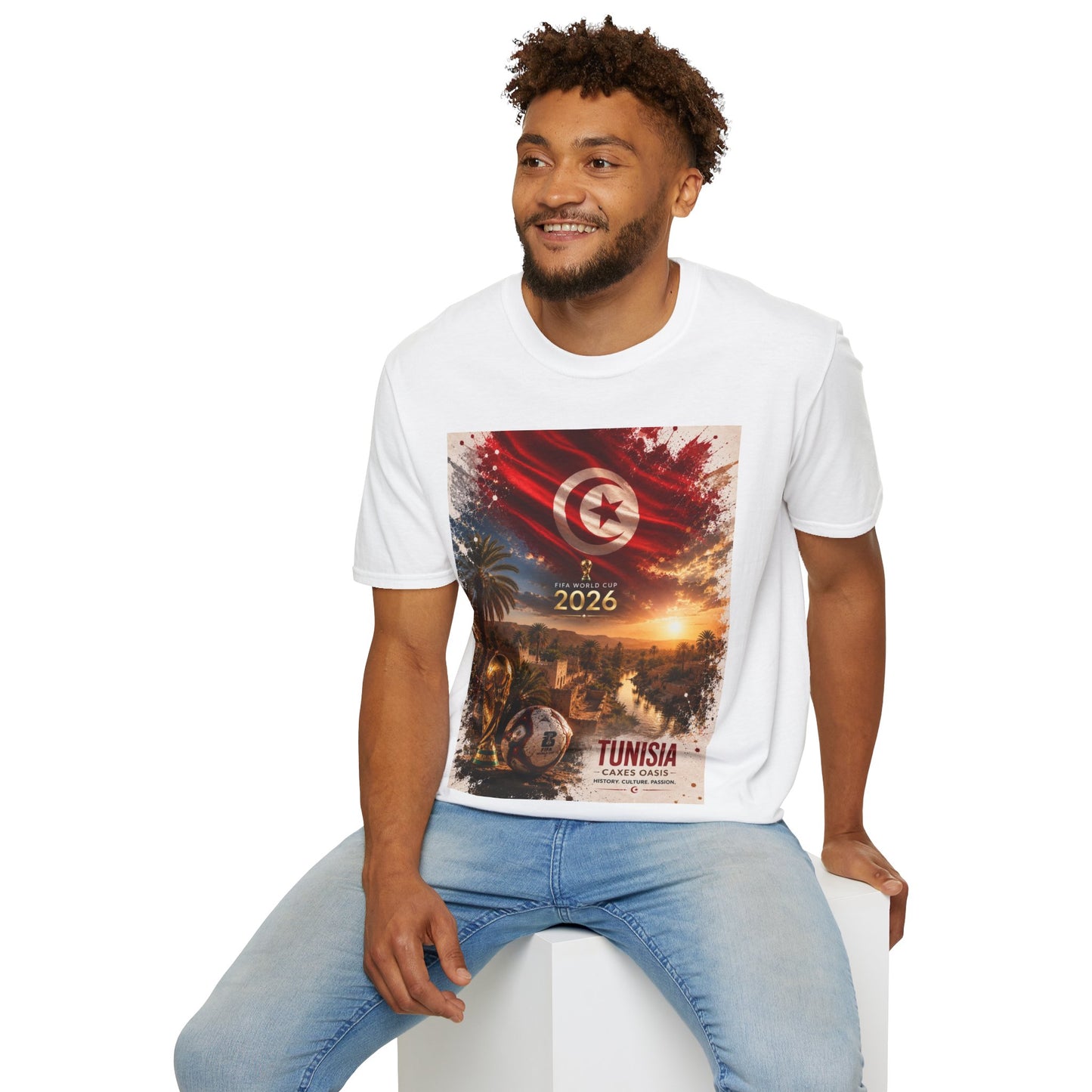 Tunisia Football Flag Chebika Oasis T-Shirt Eagles of Carthage Soccer Design Tee
