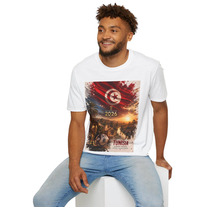 Tunisia Football Flag Chebika Oasis T-Shirt Eagles of Carthage Soccer Design Tee
