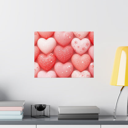 Valentine Pink Heart Pattern Matte Poster — Romantic Wall Art