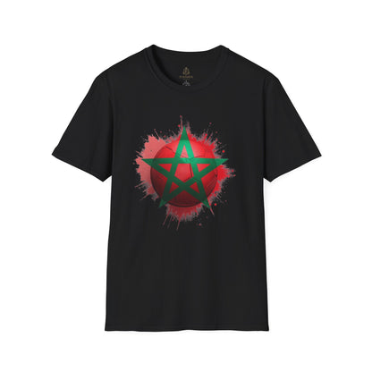 Morocco Football Flag Graphic T-Shirt – Moroccan Star Soccer Ball Design Tee