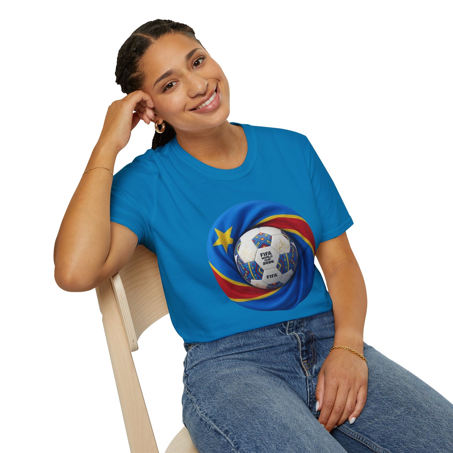 DR Congo Football Flag Circular Graphic T-Shirt Leopards Soccer 2026 Tee