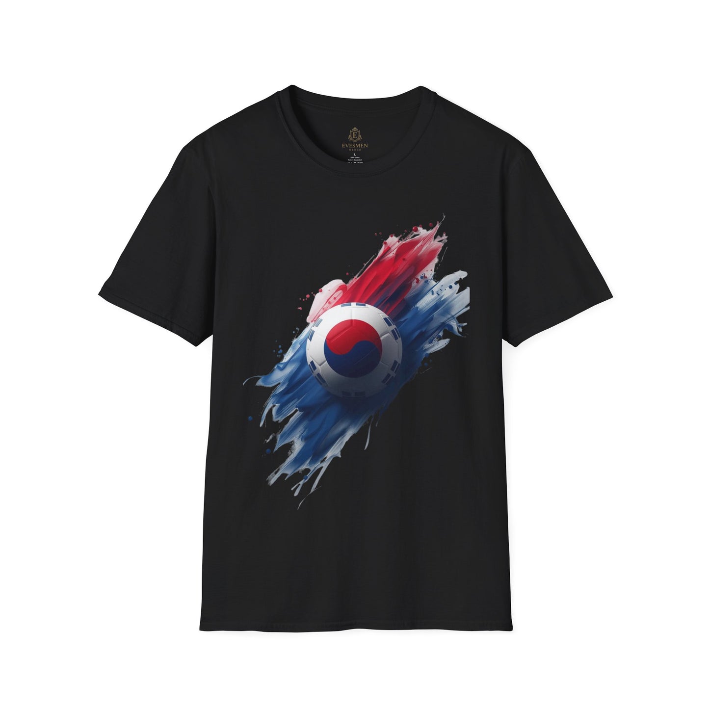 South Korea Football Flag T-Shirt Abstract Splatter Soccer Design Tee