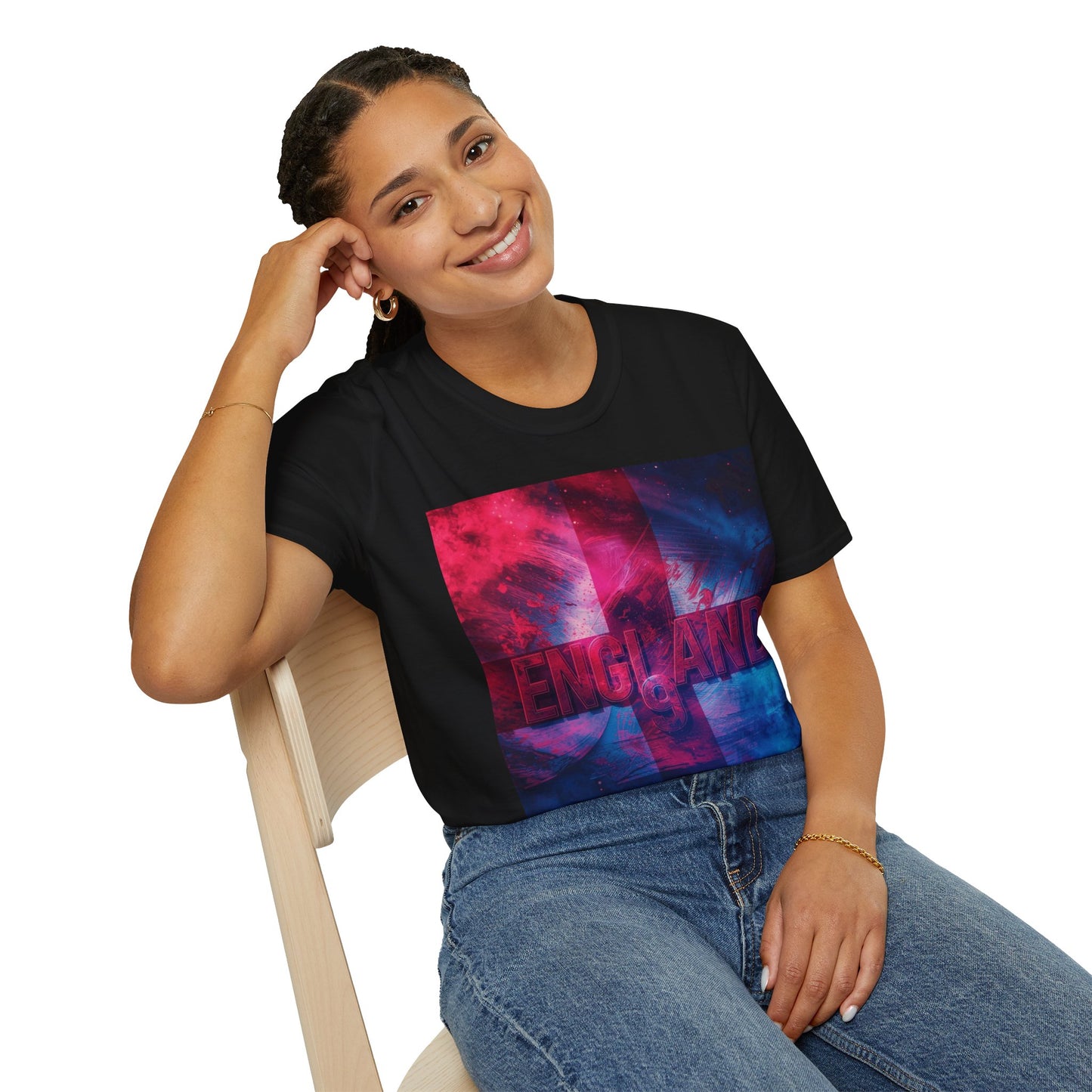 England Flag Soccer Match Day T-Shirt Smoke Graphic Tess