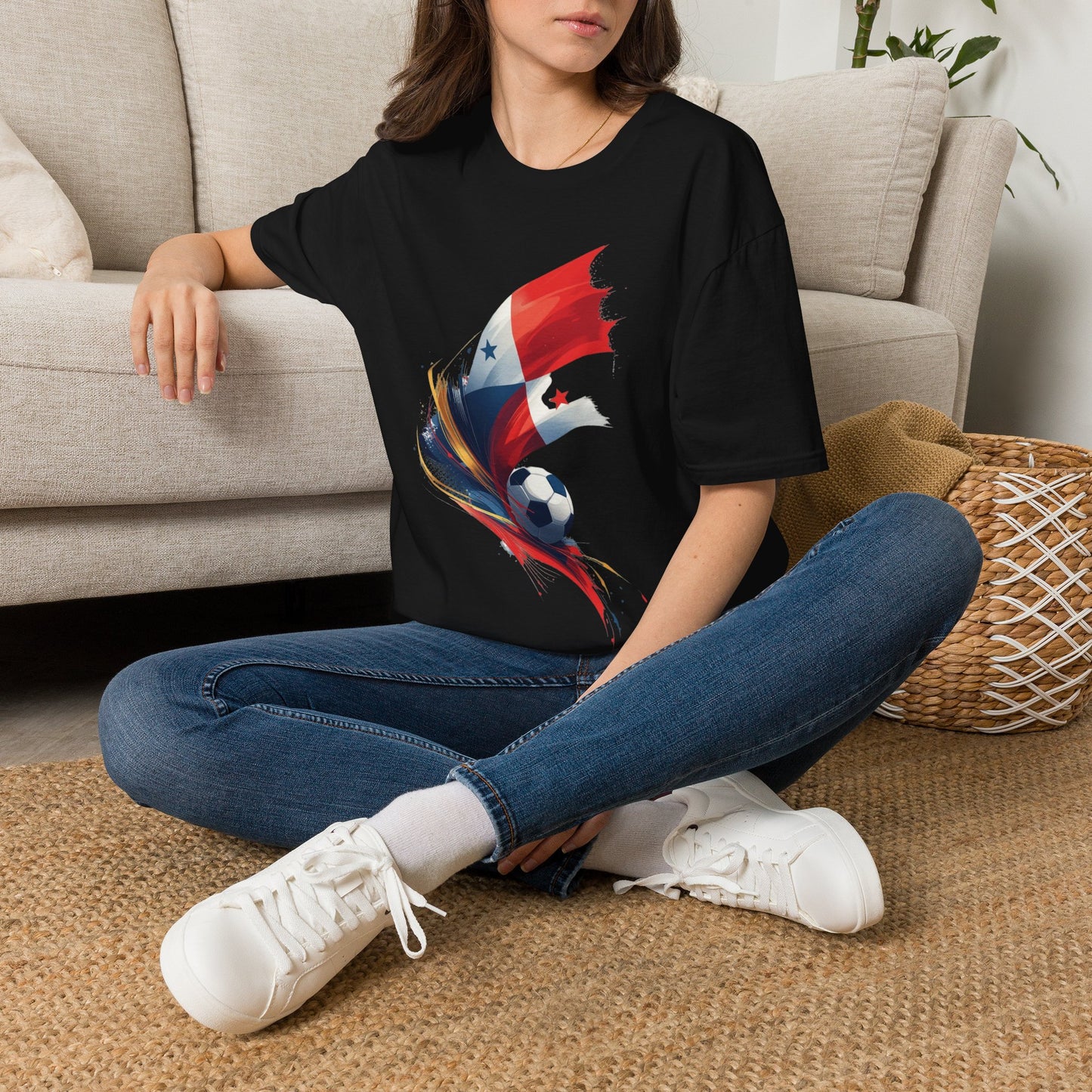 Panama Football Flag Splash T-Shirt Dynamic Los Canaleros Soccer Tee