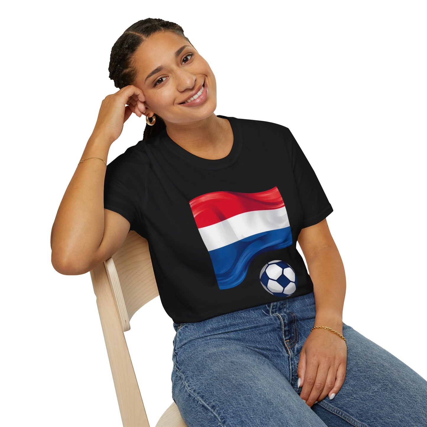Netherlands Waving Flag Soccer Tee Clean Minimalist Oranje Football Fan T-Shirt