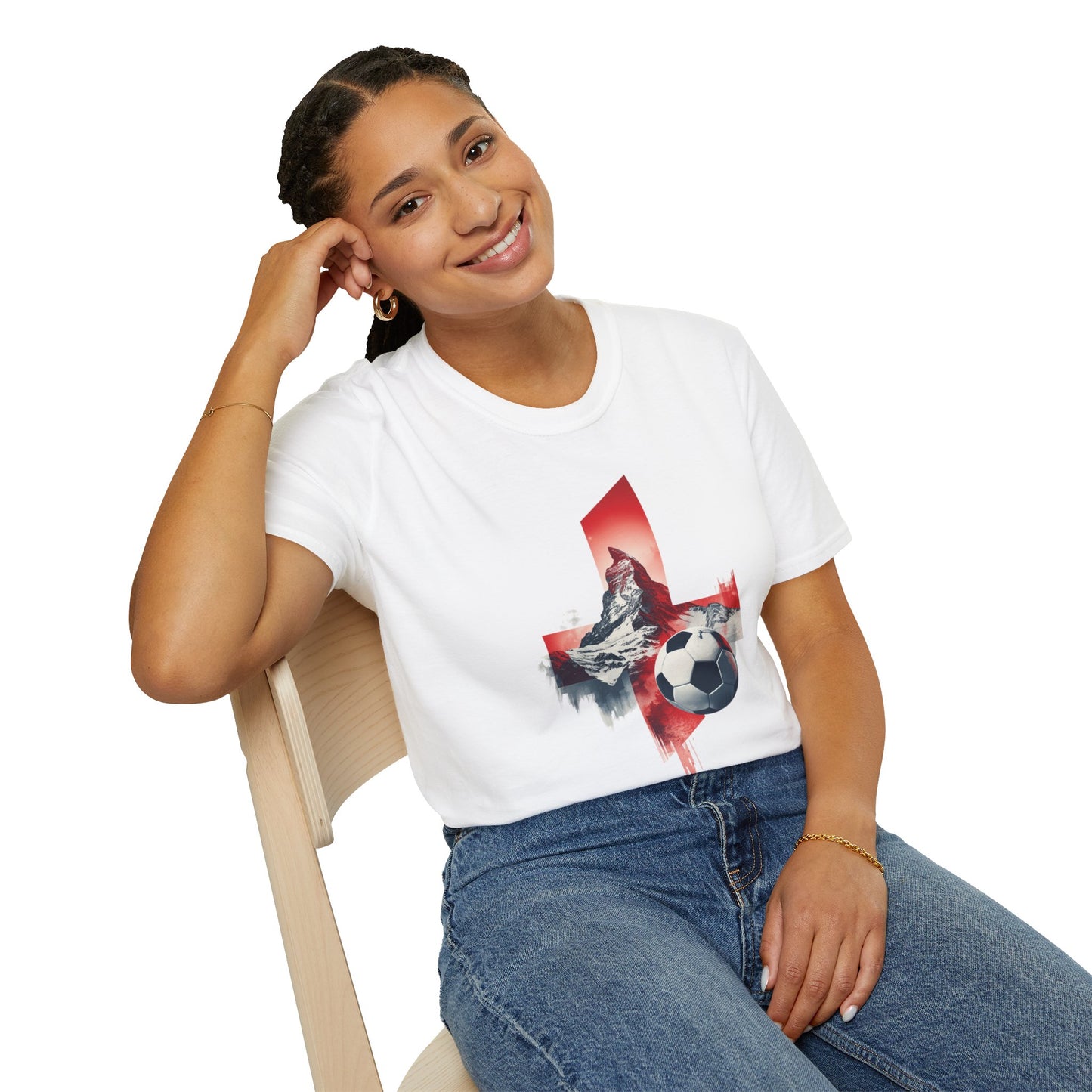 Soccer Switzerland Flag T-Shirt — Alpine Wolf & Football Graphic Tee