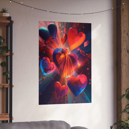 Heart Burst Matte Poster — Vibrant Abstract Valentine Wall Art