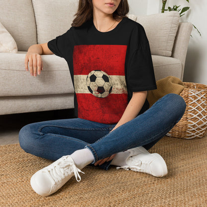 Austria Flag Abstract Grunge Tee Unsere Burschen Soccer Graphic T-Shirt