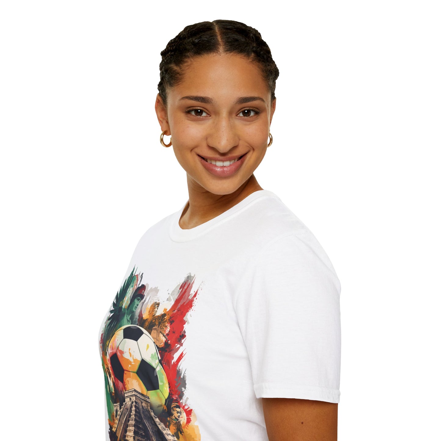 Mexico Soccer Match Day T-Shirt — Colorful Football & Pyramid Tee