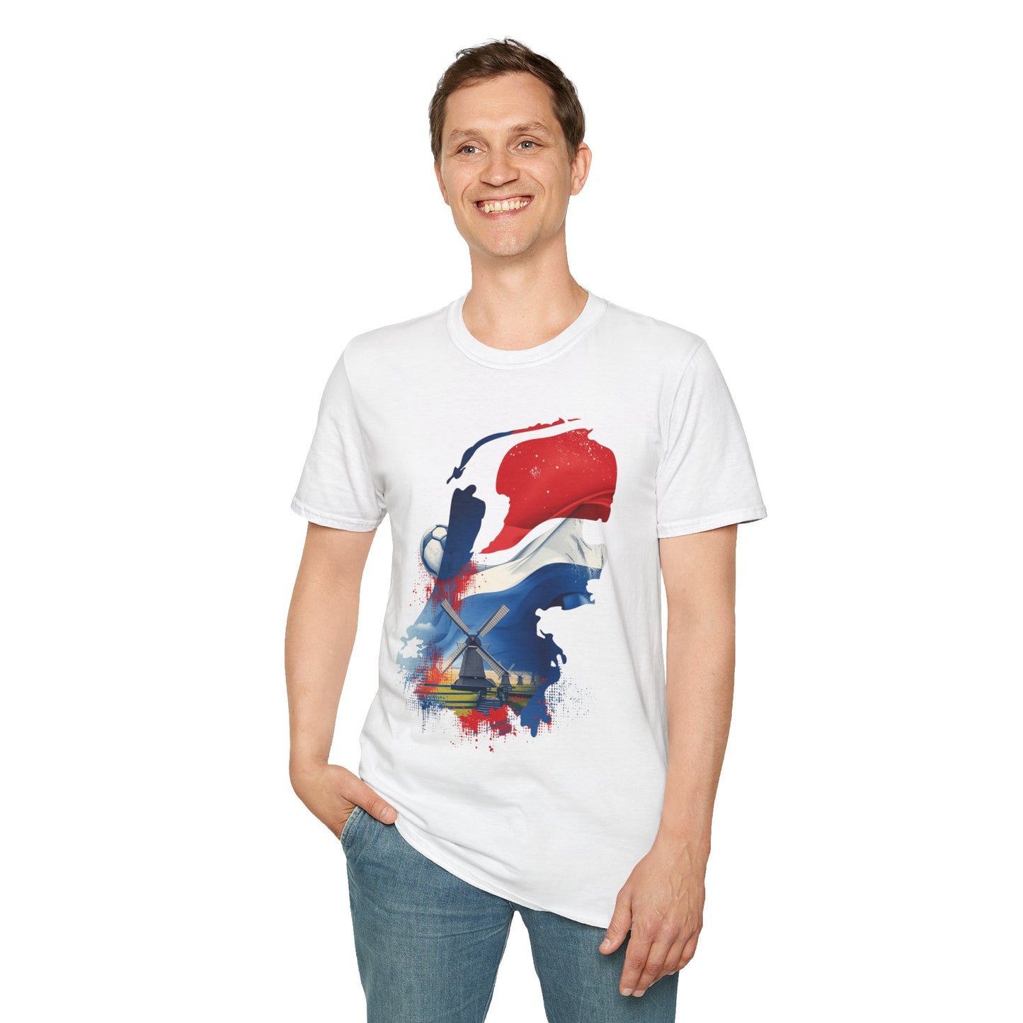 Netherlands Flag Watercolor T-Shirt — Dutch Windmill Scenic Tee