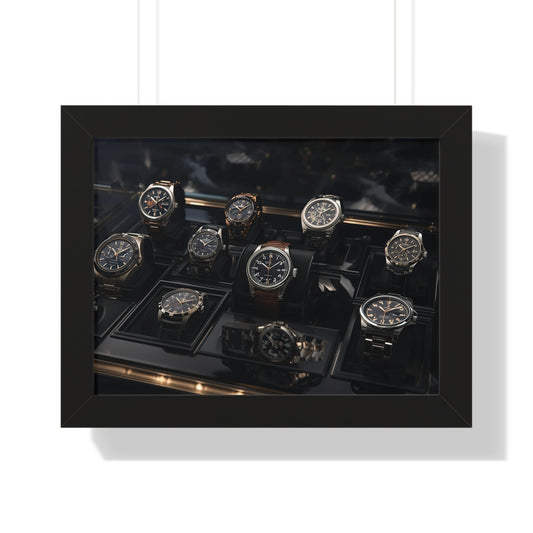 Framed Poster — Luxury Watch Display Horizontal Wall Art