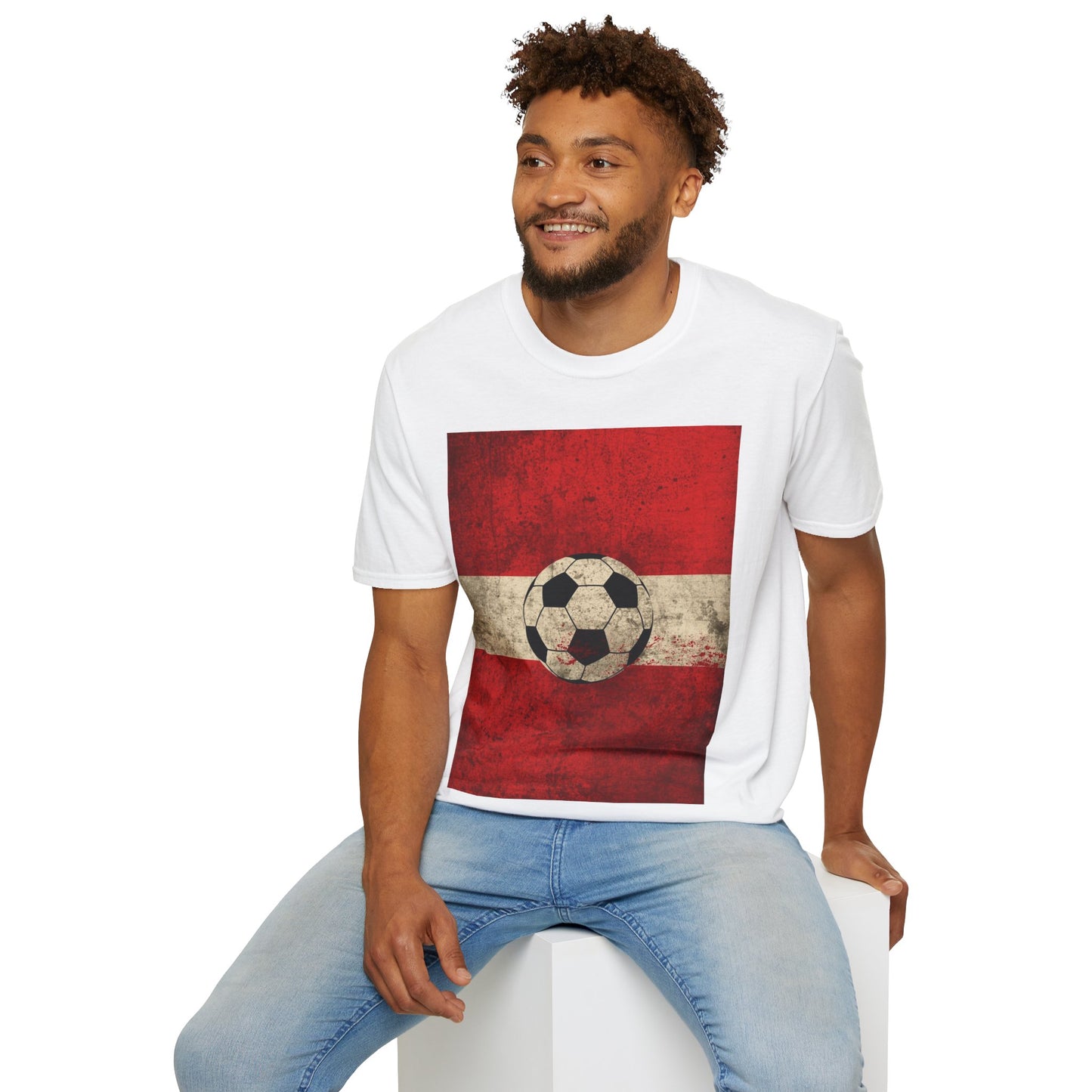 Austria Flag Abstract Grunge Tee Unsere Burschen Soccer Graphic T-Shirt