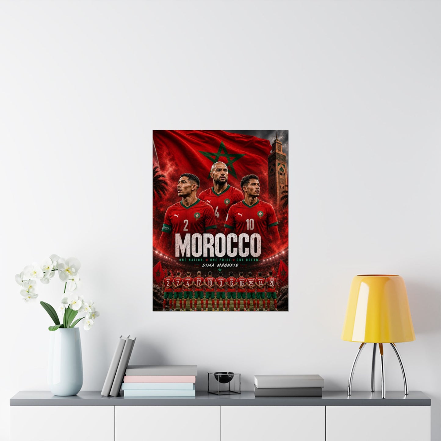 Morocco Soccer Atlas Lions Commemorative Wall Art Poster