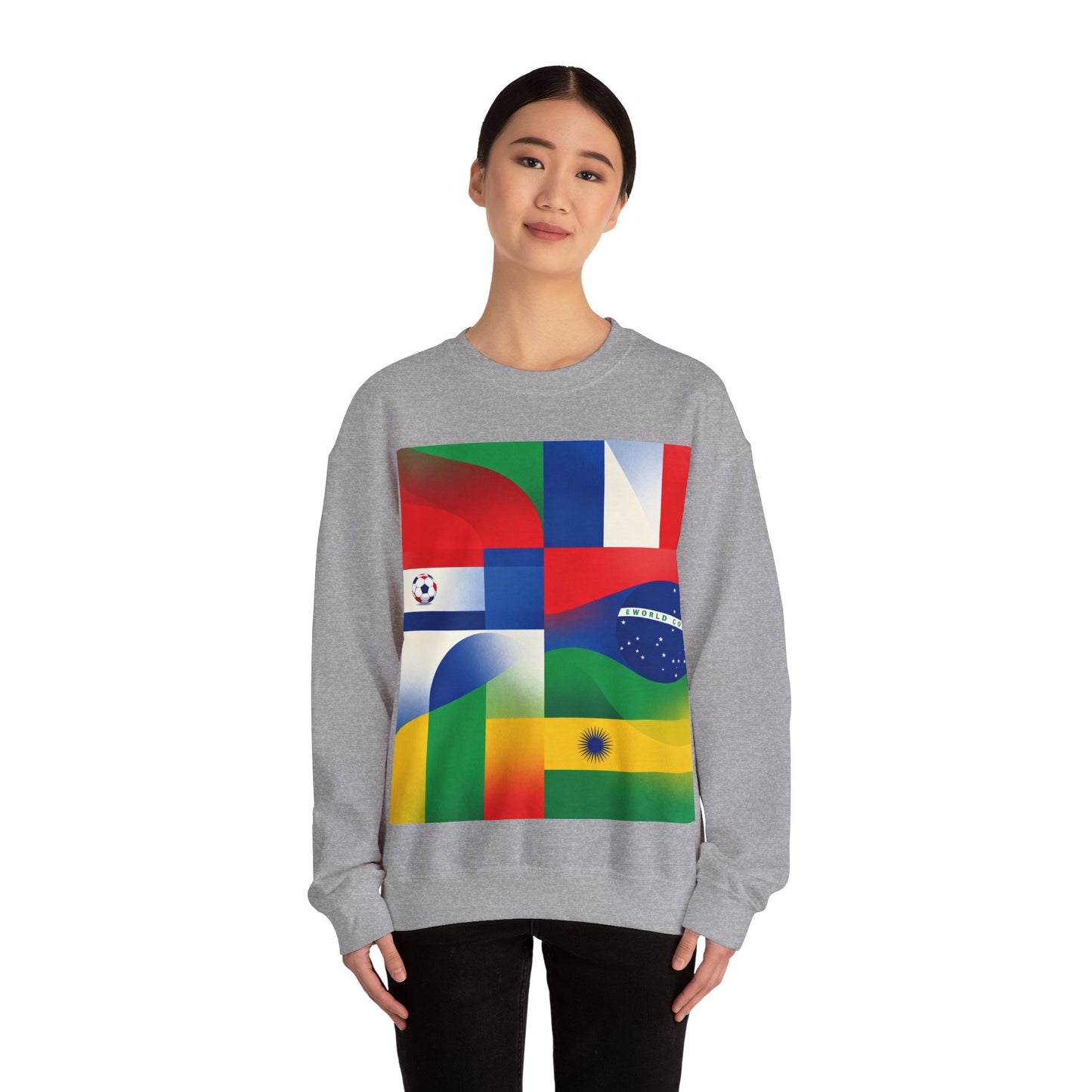 Match Day Flags Crewneck Sweatshirt — Colorful Soccer World Design