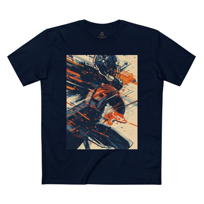 Football Player Action T-Shirt Dynamic Grunge Helmet Design