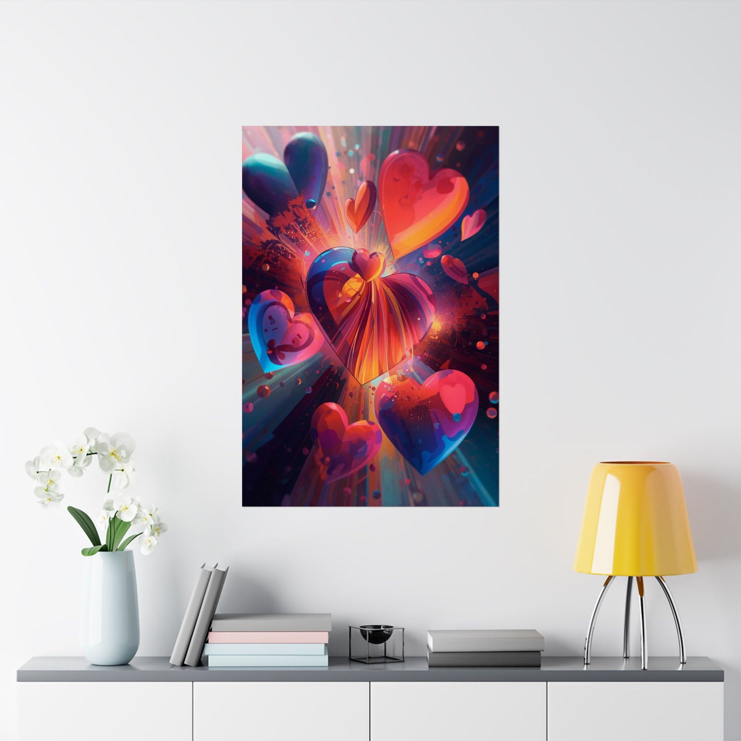 Heart Burst Matte Poster — Vibrant Abstract Valentine Wall Art