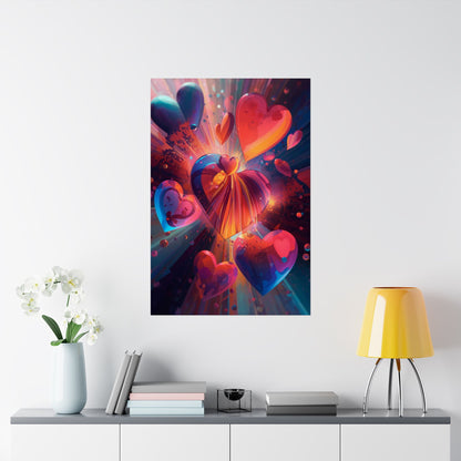 Heart Burst Matte Poster — Vibrant Abstract Valentine Wall Art