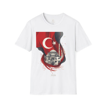 Türkiye Football T-Shirt Turkish Flag & Istanbul Mosque Design Tee