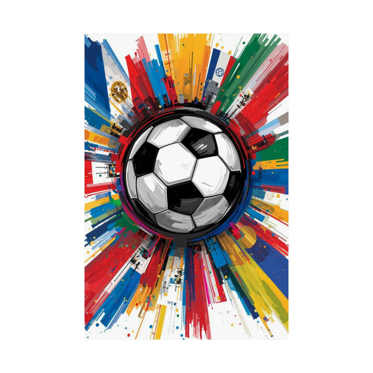 Soccer Burst Poster — World Flags Football Art Matte Vertical Print