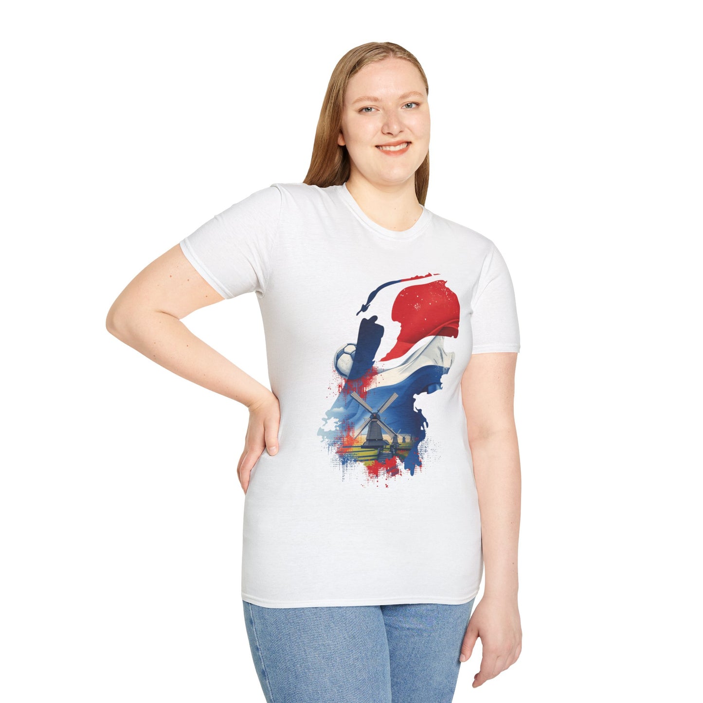 Netherlands Flag Watercolor T-Shirt — Dutch Windmill Scenic Tee