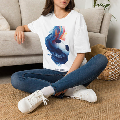 Cape Verde Football Fluid Smoke T-Shirt Abstract Blue Sharks Soccer Tee