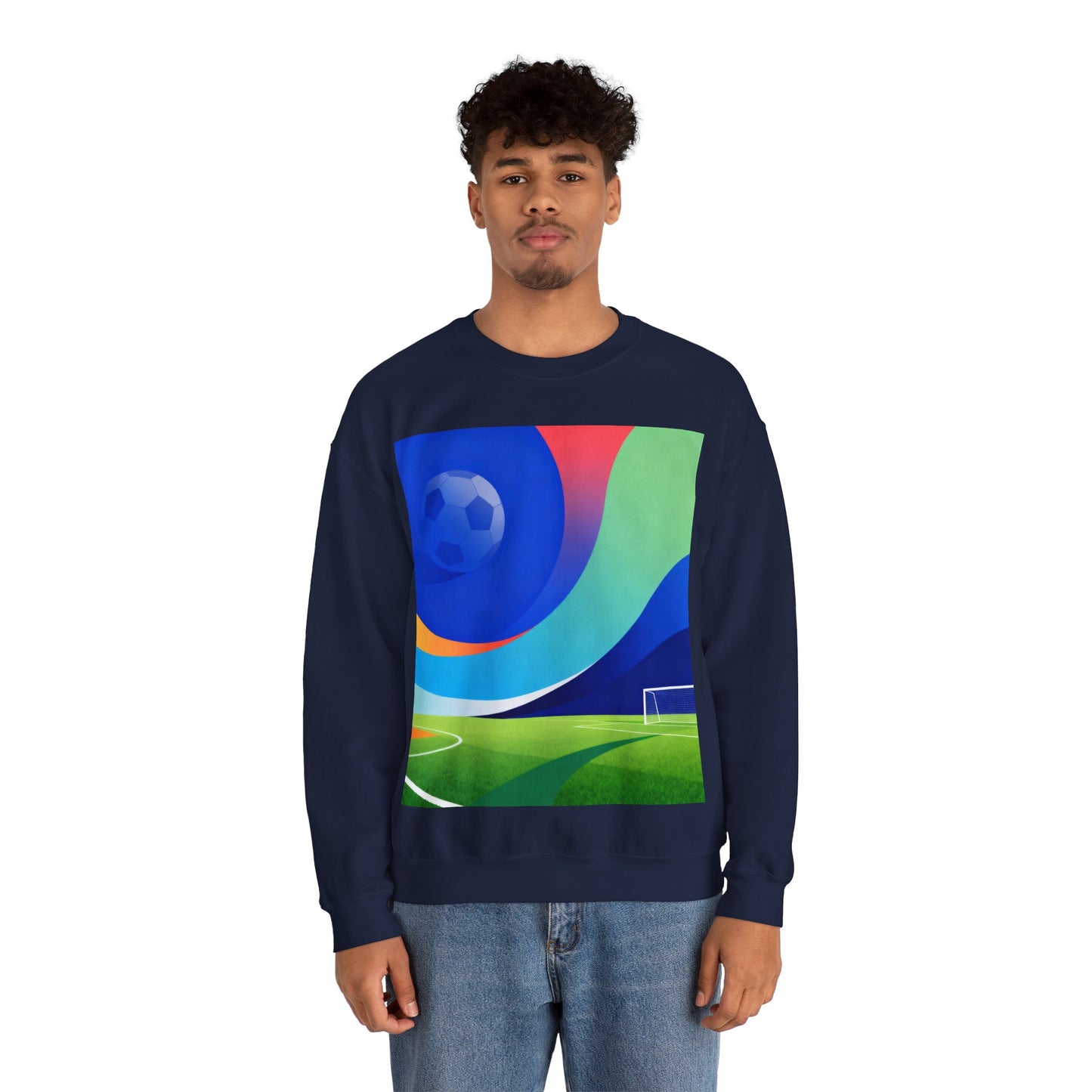 Match Day Abstract Crewneck Sweatshirt — Colorful Soccer Graphic
