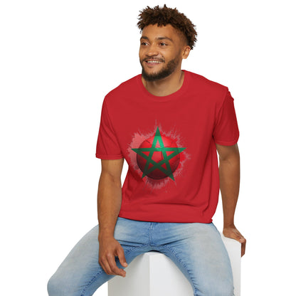 Morocco Football Flag Graphic T-Shirt – Moroccan Star Soccer Ball Design Tee