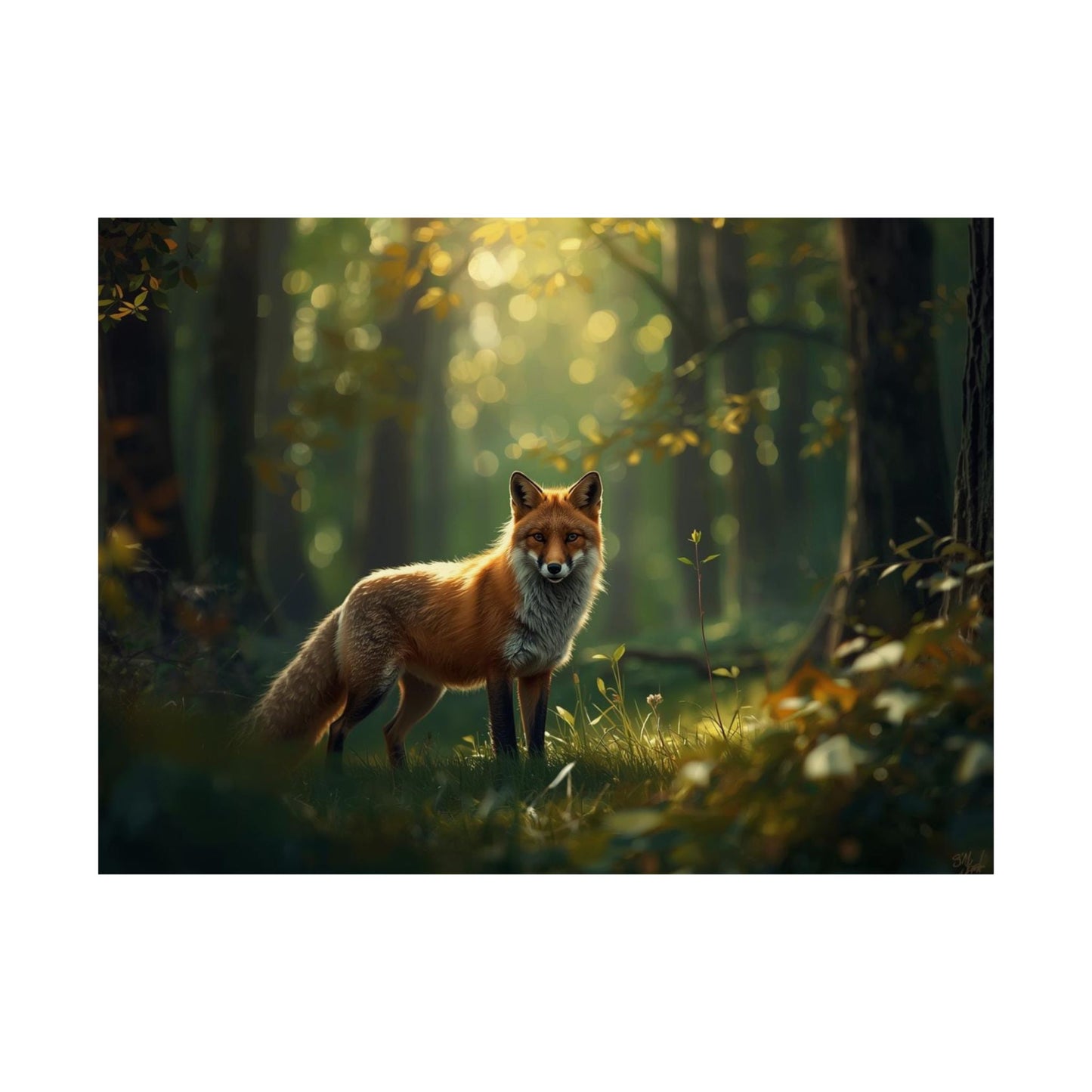 Enchanting Forest Fox Poster | Matte Woodland Animal Wall Decor