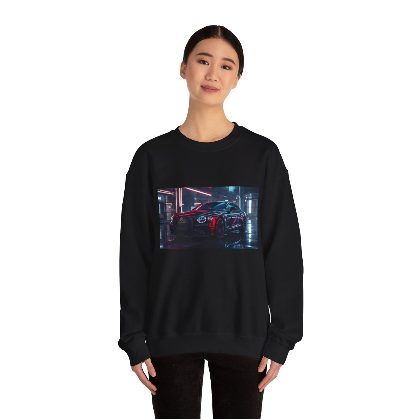 Racing Night Crewneck Sweatshirt – Neon Cyberpunk Sports Car Graphic