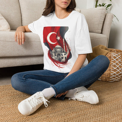 Türkiye Football T-Shirt Turkish Flag & Istanbul Mosque Design Tee