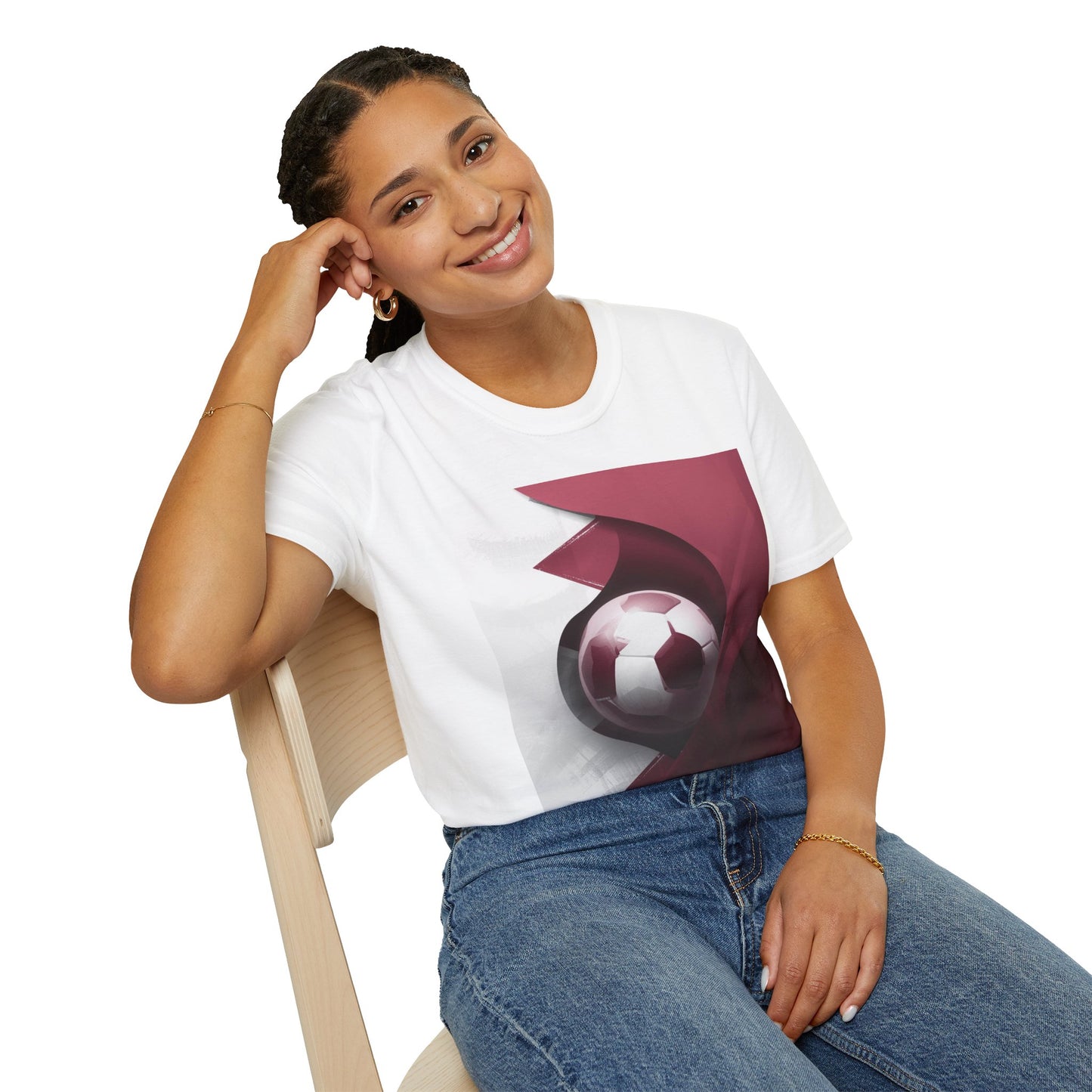 Qatar Football Flag Abstract Graphic T-Shirt Al-Annabbi Soccer Design Tee