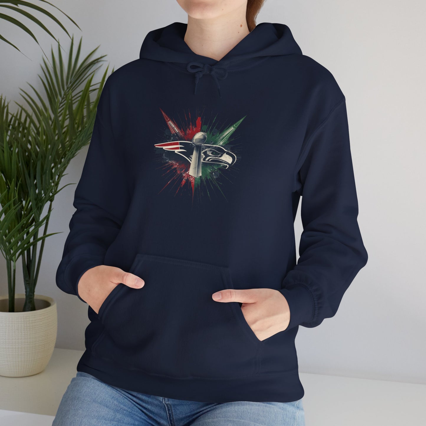 Iconic Football Rivalry Split Logo Hoodie Football Pullover Jacket