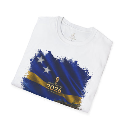 Curaçao Football Flag Beach Graphic T-Shirt Cinematic Caribbean Soccer Tee