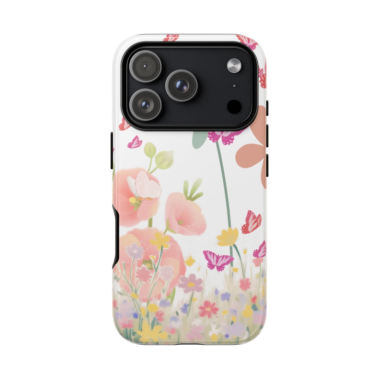 Phone case with floral design on a white background